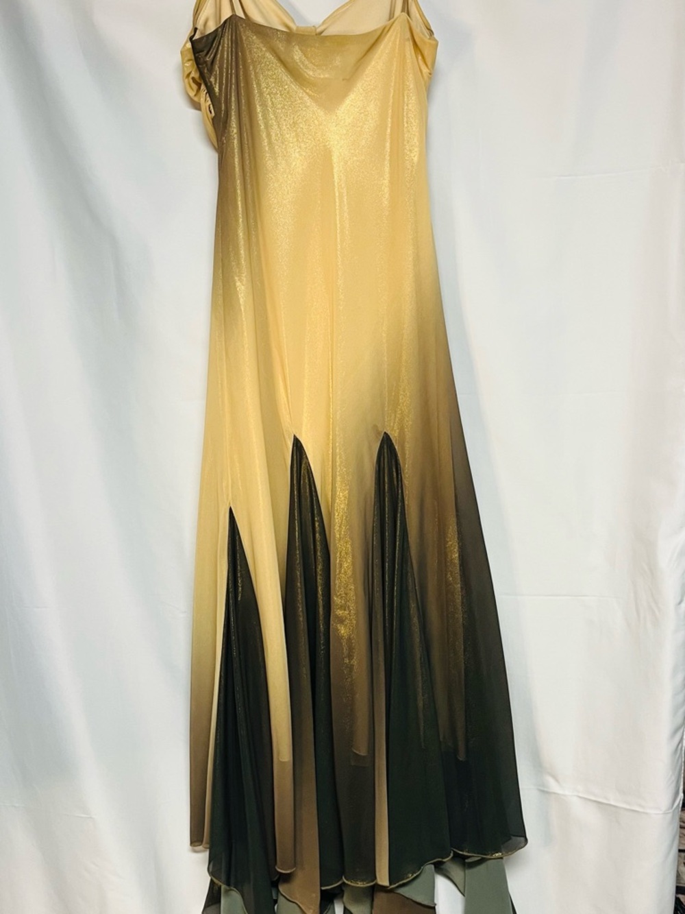 S.L. Fashions Shimmery Metallic Chiffon Knot-Front Evening Dress - Picture 3 of 7